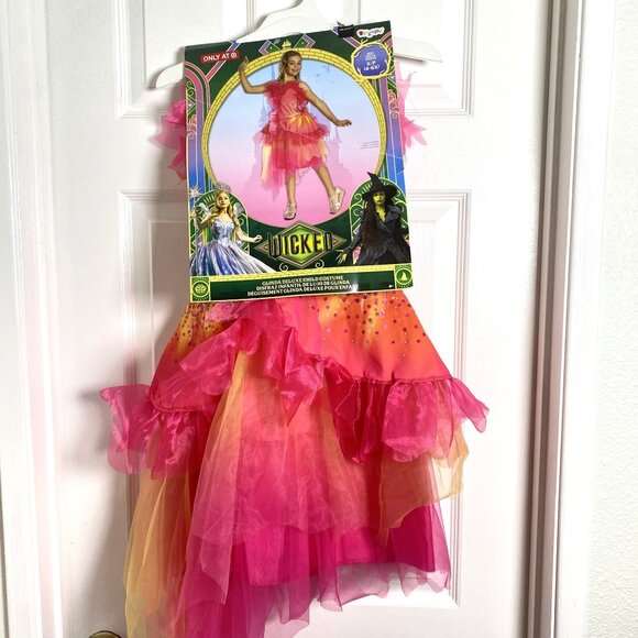 NBCUniversal Girls' Wicked Glinda Upland Oz Dust Deluxe Costume Dress Pink 4-6x - Picture 2 of 11